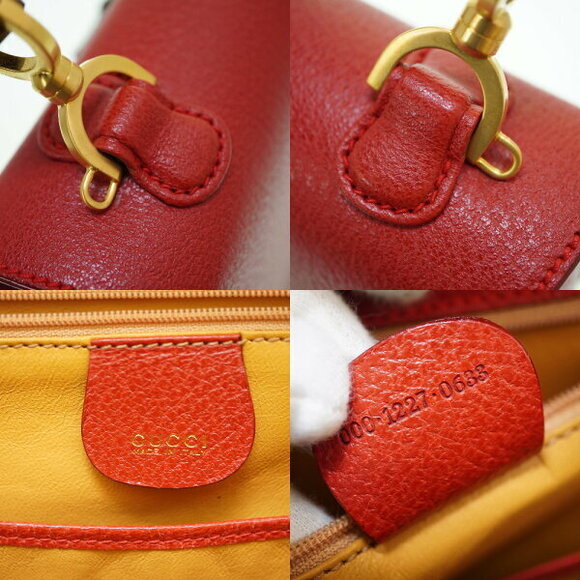 Gucci Bamboo Shoulder Handbag Red Leather Strap - Picture 7 of 8